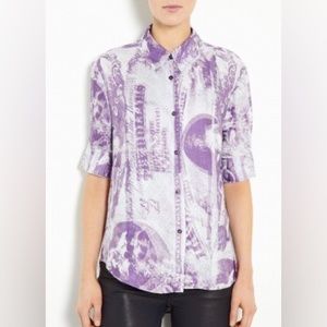 Acne money print ss button up, size 36